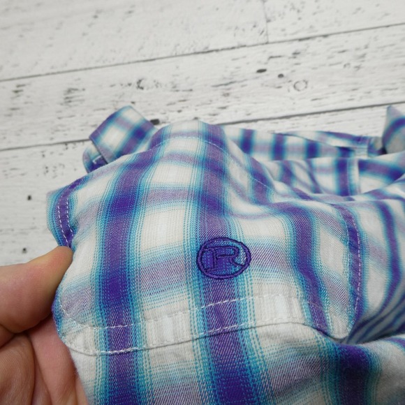 Roper Shirt Mens 2XL Blue Plaid Button Front Western Long Sleeve Cowboy Casual - Picture 6 of 9